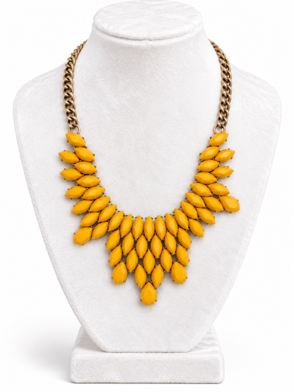 J. CREW Mustard Yellow Faceted Statement Bib Necklace